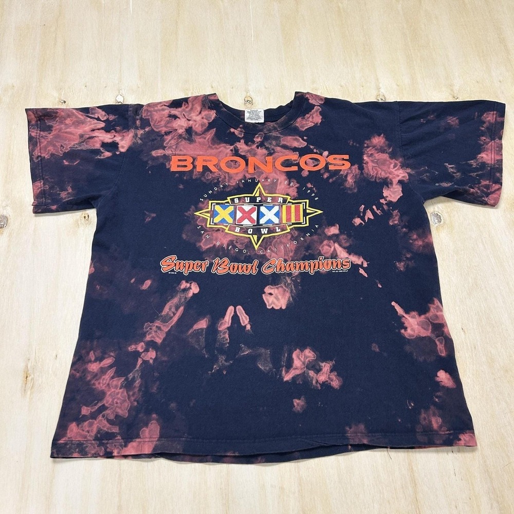 Vintage Denver Broncos Shirt Mens XL Black NFL Team Champ Super Bowl XXXII